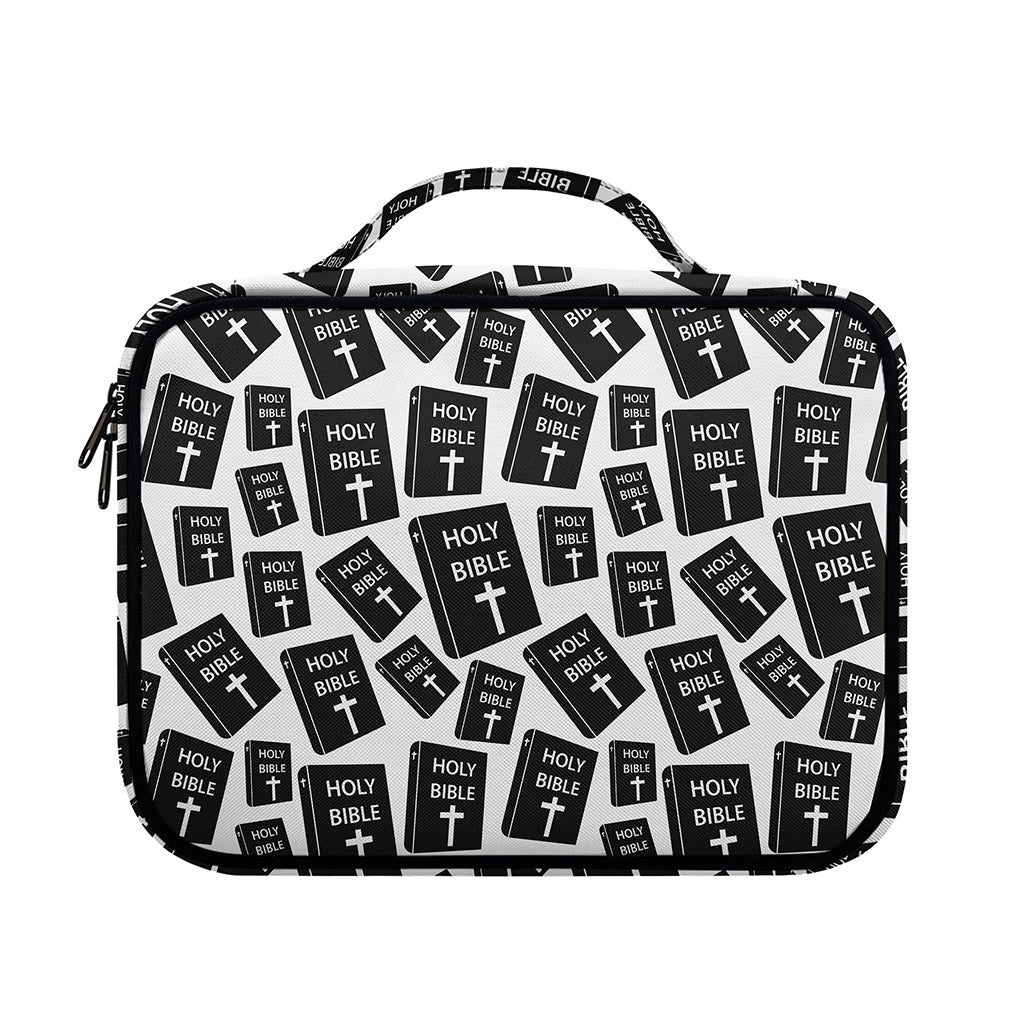 Black And White Holy Bible Pattern Print Briefcase Bible Bag
