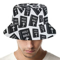 Black And White Holy Bible Pattern Print Bucket Hat