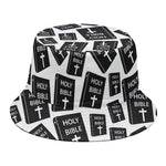 Black And White Holy Bible Pattern Print Bucket Hat