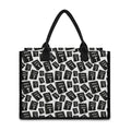 Black And White Holy Bible Pattern Print Canvas Tote Bag