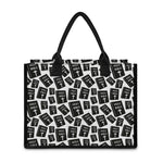 Black And White Holy Bible Pattern Print Canvas Tote Bag