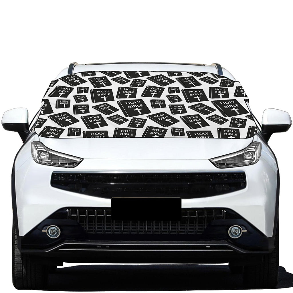 Black And White Holy Bible Pattern Print Car Windshield Snow Cover