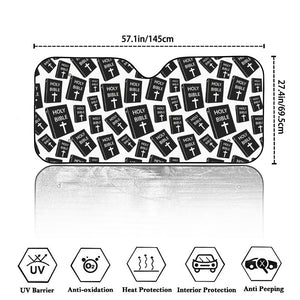 Black And White Holy Bible Pattern Print Car Windshield Sun Shade