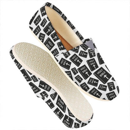 Black And White Holy Bible Pattern Print Casual Shoes
