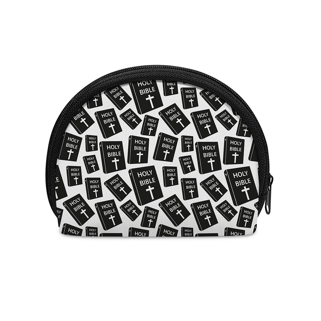 Black And White Holy Bible Pattern Print Coin Purse