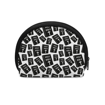 Black And White Holy Bible Pattern Print Coin Purse