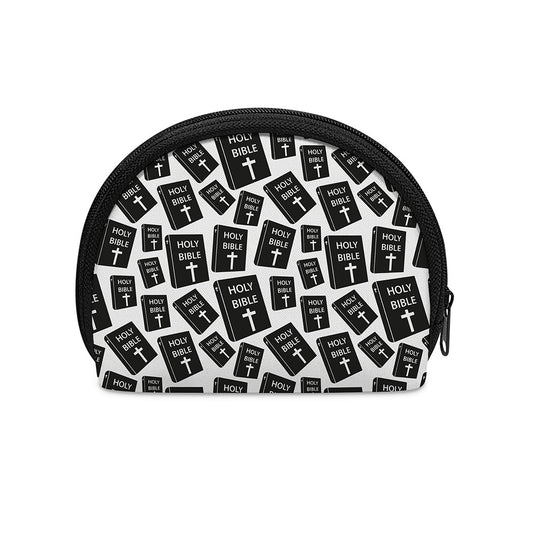 Black And White Holy Bible Pattern Print Coin Purse