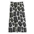 Black And White Holy Bible Pattern Print Cotton Front Slit Maxi Skirt