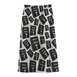 Black And White Holy Bible Pattern Print Cotton Front Slit Maxi Skirt