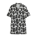 Black And White Holy Bible Pattern Print Cotton Hawaiian Shirt