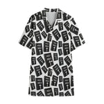Black And White Holy Bible Pattern Print Cotton Hawaiian Shirt