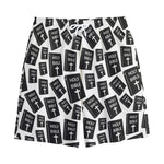 Black And White Holy Bible Pattern Print Cotton Shorts