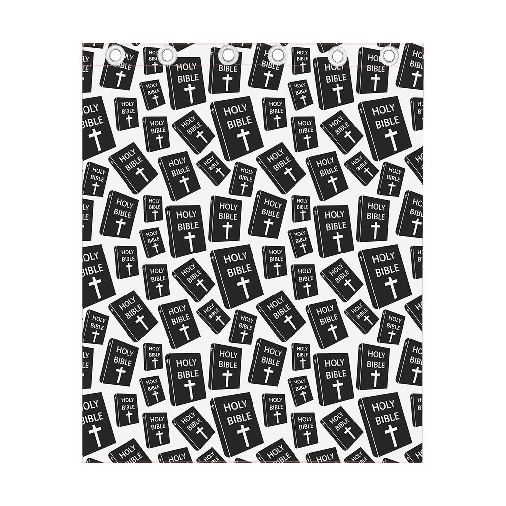 Black And White Holy Bible Pattern Print Curtain