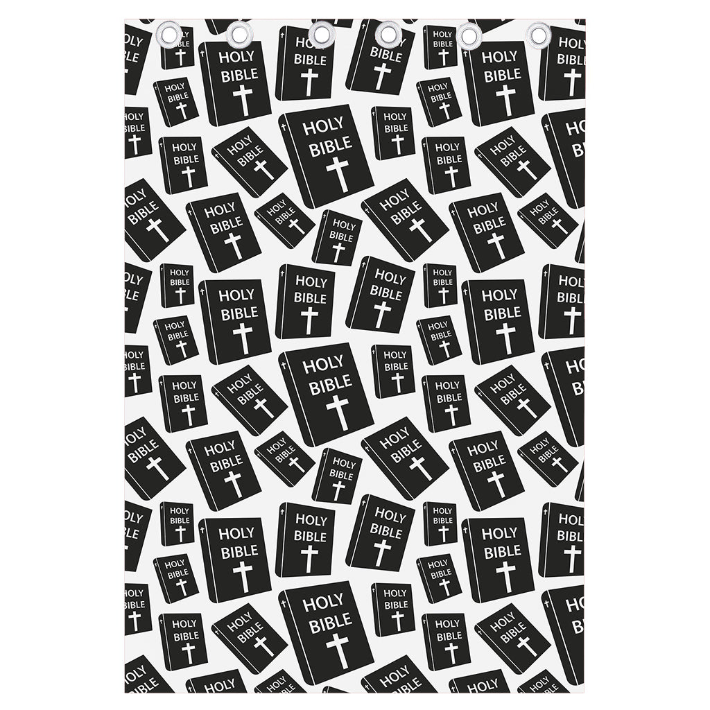 Black And White Holy Bible Pattern Print Curtain
