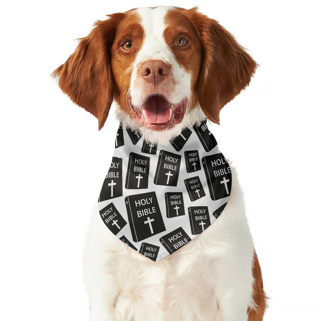 Black And White Holy Bible Pattern Print Dog Bandana