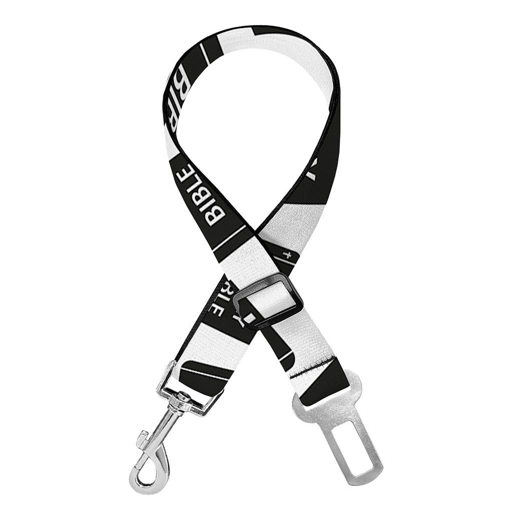 Black And White Holy Bible Pattern Print Dog Seat Belt