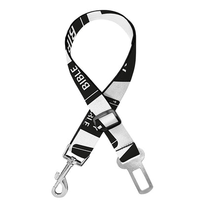 Black And White Holy Bible Pattern Print Dog Seat Belt