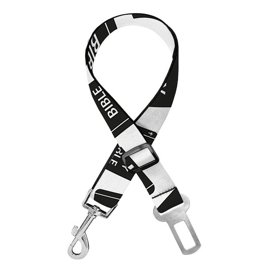 Black And White Holy Bible Pattern Print Dog Seat Belt