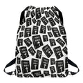 Black And White Holy Bible Pattern Print Drawstring Backpack
