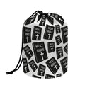 Black And White Holy Bible Pattern Print Drawstring Makeup Bag