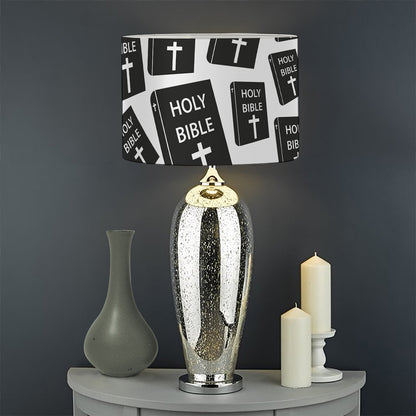 Black And White Holy Bible Pattern Print Drum Lamp Shade