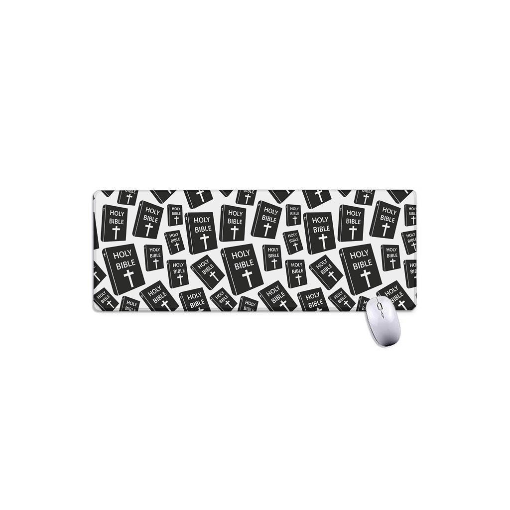 Black And White Holy Bible Pattern Print Extended Mouse Pad