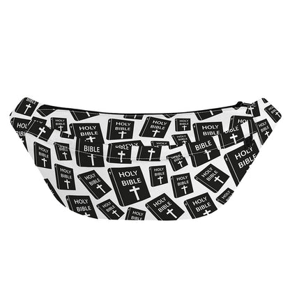 Black And White Holy Bible Pattern Print Fanny Pack
