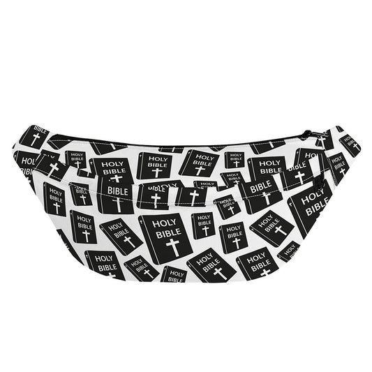 Black And White Holy Bible Pattern Print Fanny Pack