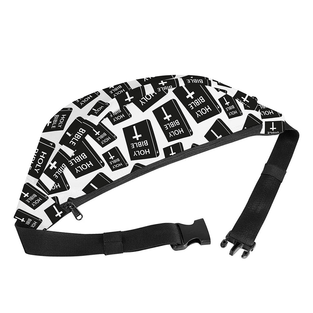 Black And White Holy Bible Pattern Print Fanny Pack