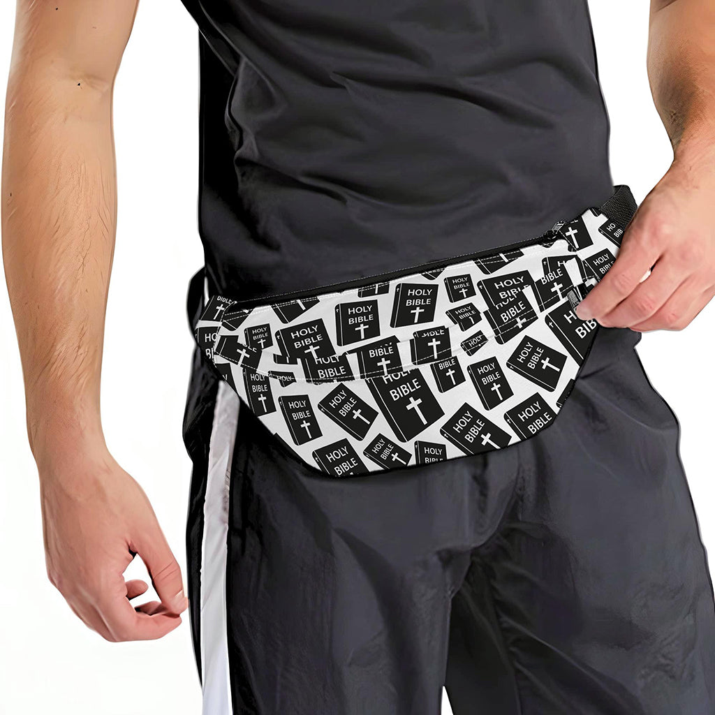 Black And White Holy Bible Pattern Print Fanny Pack