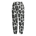 Black And White Holy Bible Pattern Print Fleece Lined Knit Pants