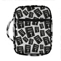 Black And White Holy Bible Pattern Print Front Pocket Bible Bag
