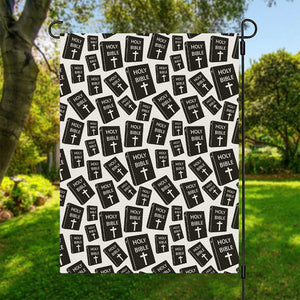 Black And White Holy Bible Pattern Print Garden Flag