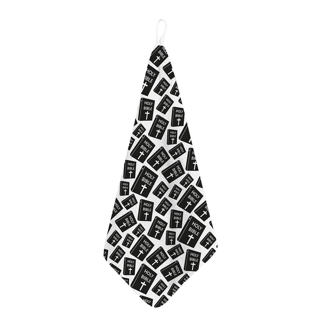 Black And White Holy Bible Pattern Print Hand Towel