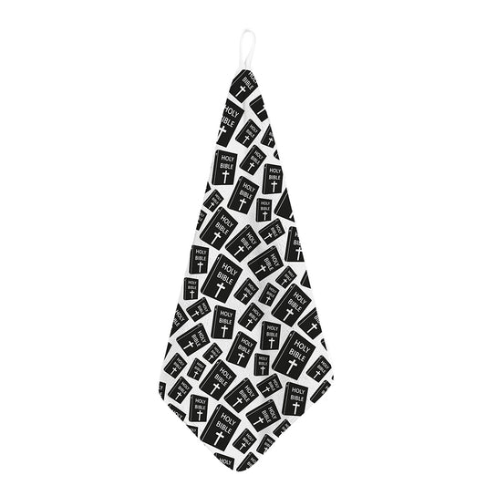 Black And White Holy Bible Pattern Print Hand Towel