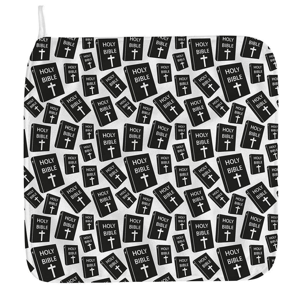 Black And White Holy Bible Pattern Print Hand Towel