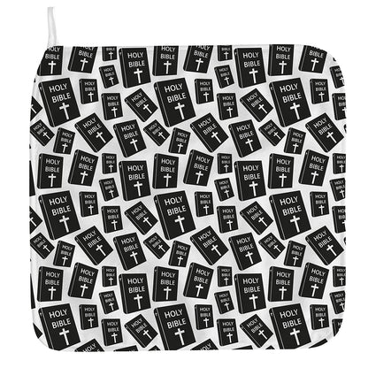 Black And White Holy Bible Pattern Print Hand Towel
