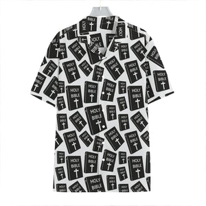 Black And White Holy Bible Pattern Print Hawaiian Shirt