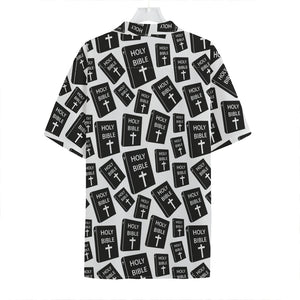 Black And White Holy Bible Pattern Print Hawaiian Shirt