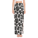 Black And White Holy Bible Pattern Print High Slit Maxi Skirt