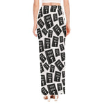 Black And White Holy Bible Pattern Print High Slit Maxi Skirt