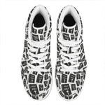 Black And White Holy Bible Pattern Print High Top Leather Sneakers