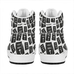 Black And White Holy Bible Pattern Print High Top Leather Sneakers