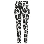 Black And White Holy Bible Pattern Print High-Waisted Pocket Leggings
