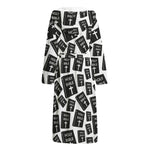 Black And White Holy Bible Pattern Print Hooded Bathrobe