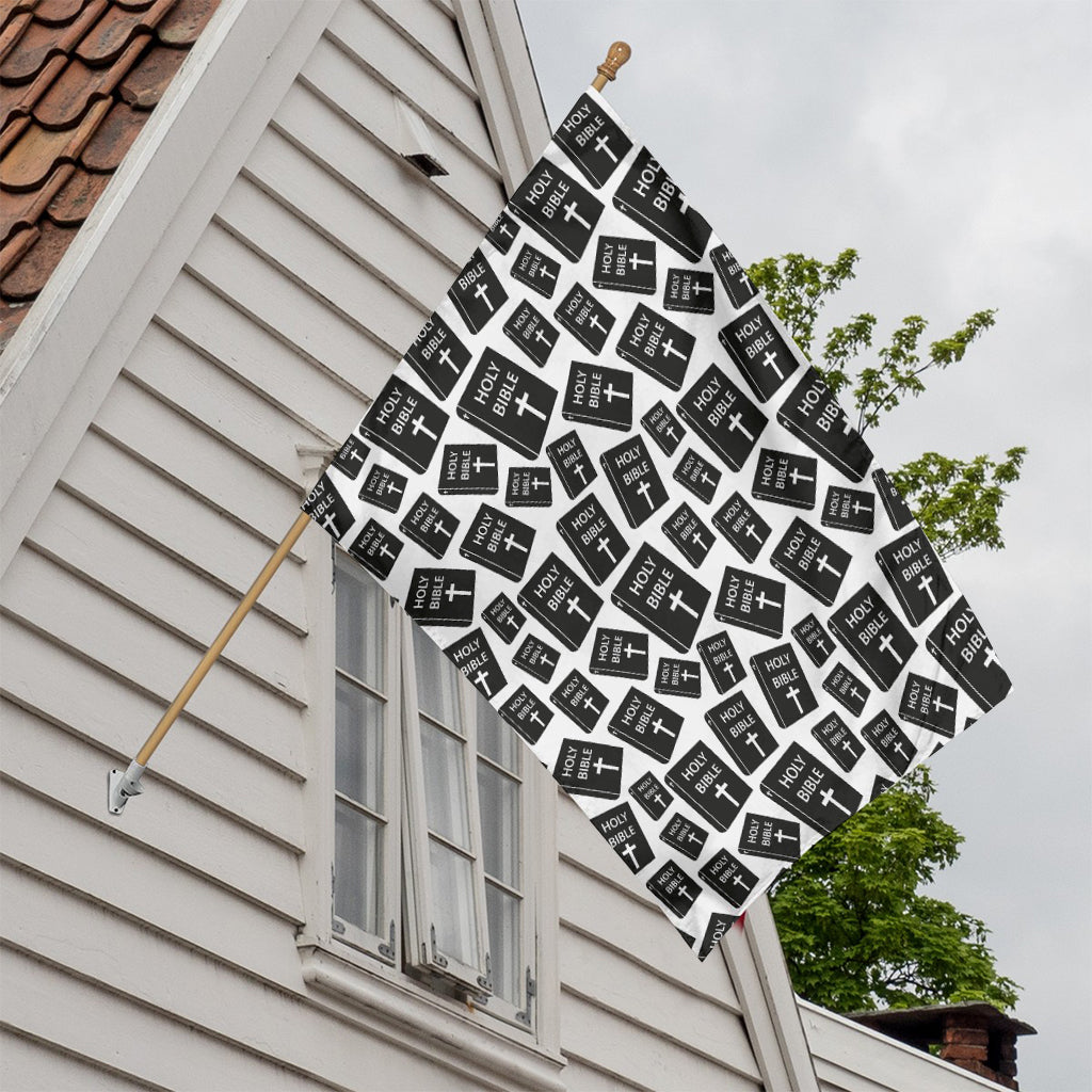 Black And White Holy Bible Pattern Print House Flag