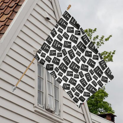 Black And White Holy Bible Pattern Print House Flag