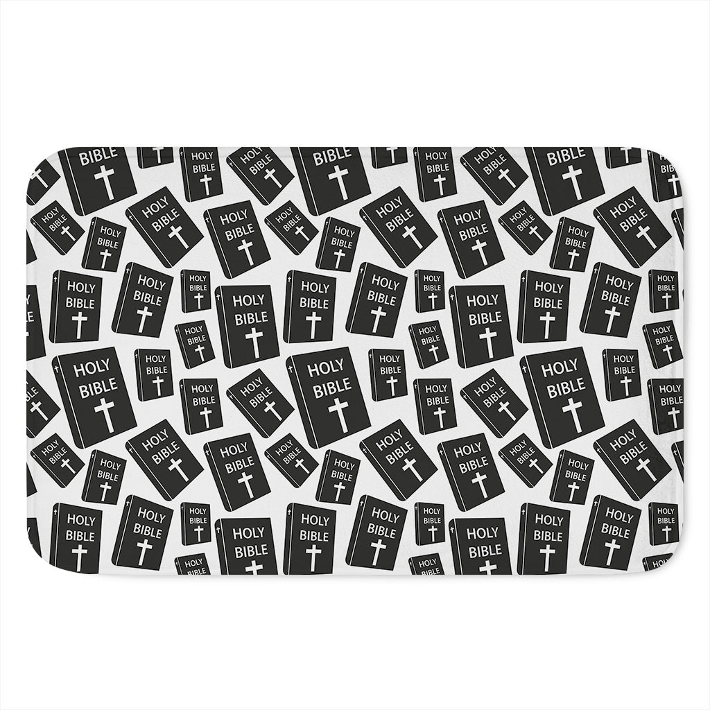 Black And White Holy Bible Pattern Print Indoor Door Mat