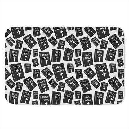 Black And White Holy Bible Pattern Print Indoor Door Mat