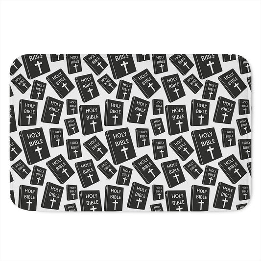 Black And White Holy Bible Pattern Print Indoor Door Mat